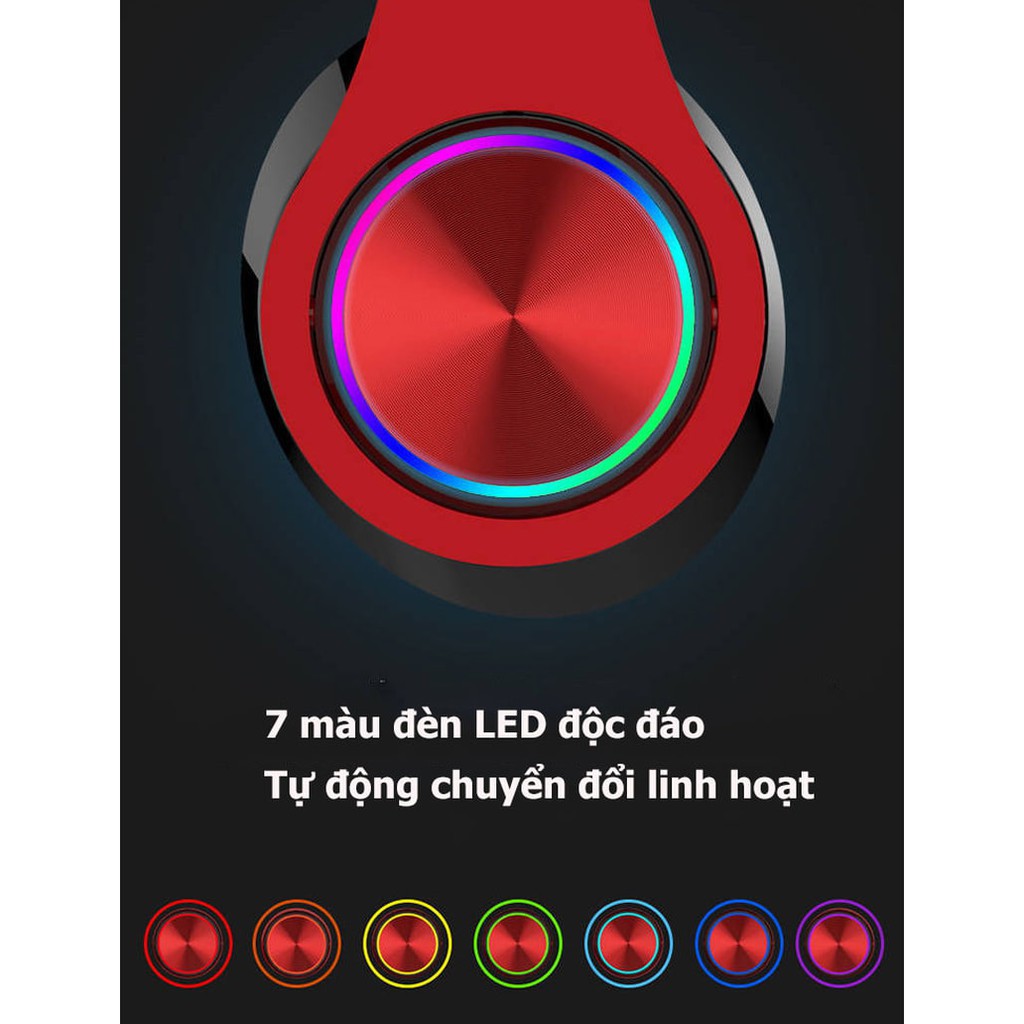 Tai nghe Bluetooth FLOVEME B3 - Có Đèn LED, Khe Cắm thẻ Nhớ Thông Minh không dây âm thanh Bass êm, cao cấp - Thiết kế sang trọng  - Hàng chính hãng