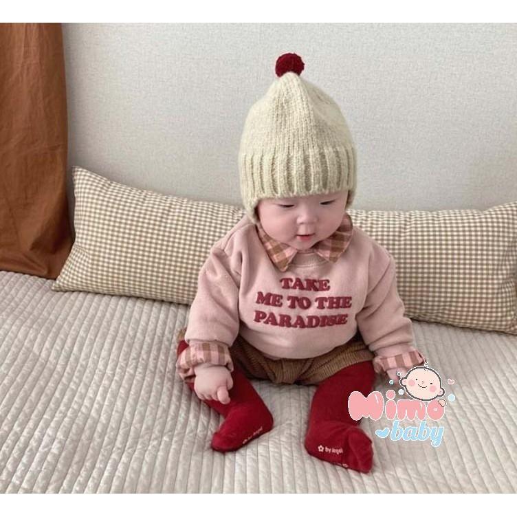 Mũ len quả bông style hàn quốc siêu cute cho bé