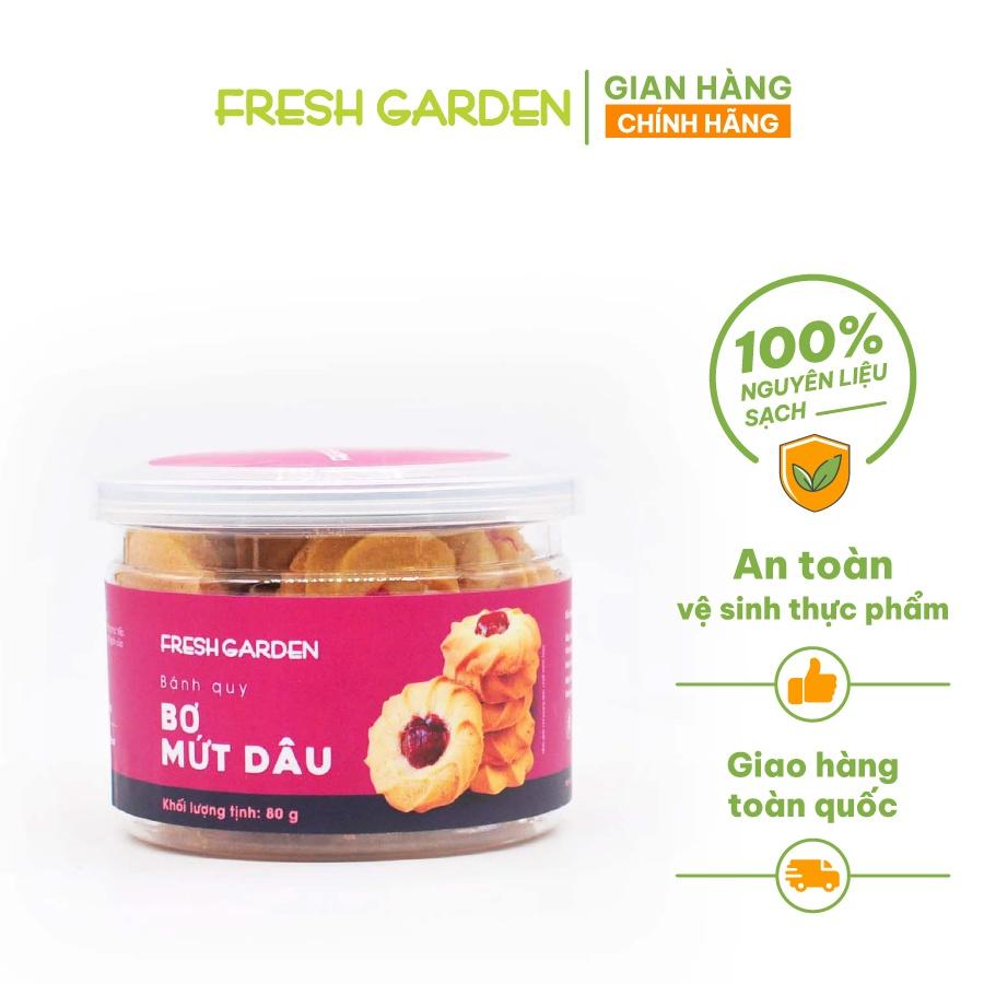 Bánh Quy Bơ Ăn Vặt FRESH GARDEN Vị Mứt Dâu Đặc Biệt Thơm Ngon Hộp 80g