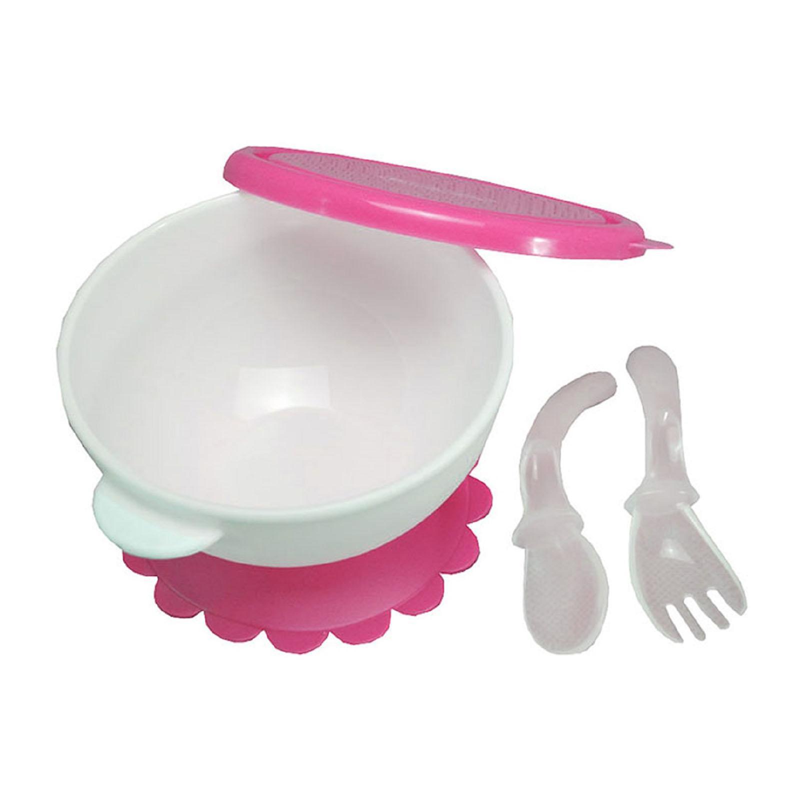 Bộ chén muỗng nỉa cho bé Lucky Baby - Groovy Suction Bowl with Fork &amp; Spoon 610374