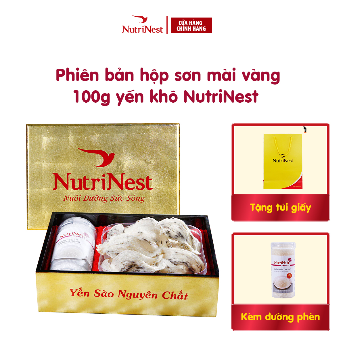 Tổ Yến Sào Còn Lông Thô NutriNest Chất Lượng Cao 100g - Kèm Đường Phèn