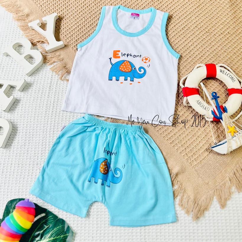 (5-13kg) Bộ Quần Áo Ba Lỗ Cotton Mềm, Thoáng Mát, Thấm Hút Mồ Hôi Cho Bé Trai Mặc Hè - Xanh dương