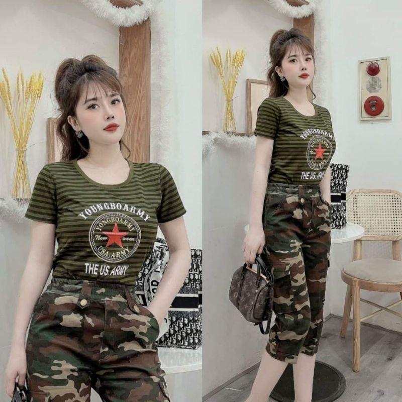 Bộ đồ lính lửng áo thun quần kaki