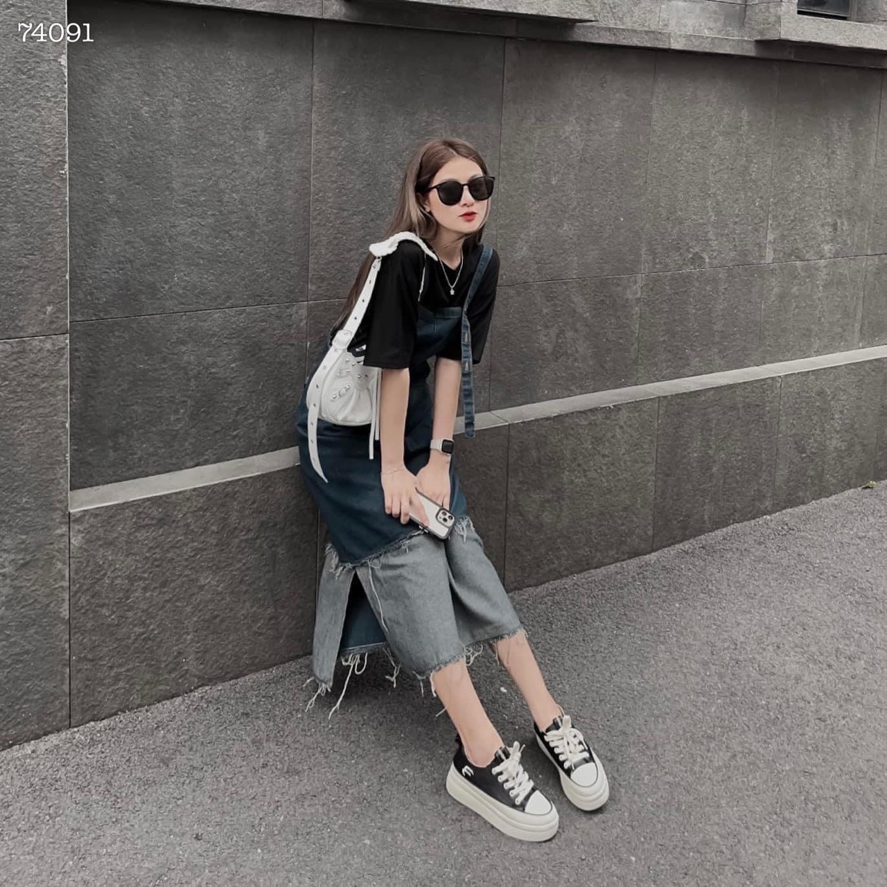 ĐẦM YẾM MIDI DÀI 2 DÂY SUÔNG TRƠN XẺ TÀ JEANS / DENIM DẠO PHỐ ĐI BIỂN ĐI TIỆC ĐI CHƠI ĐI HỌC