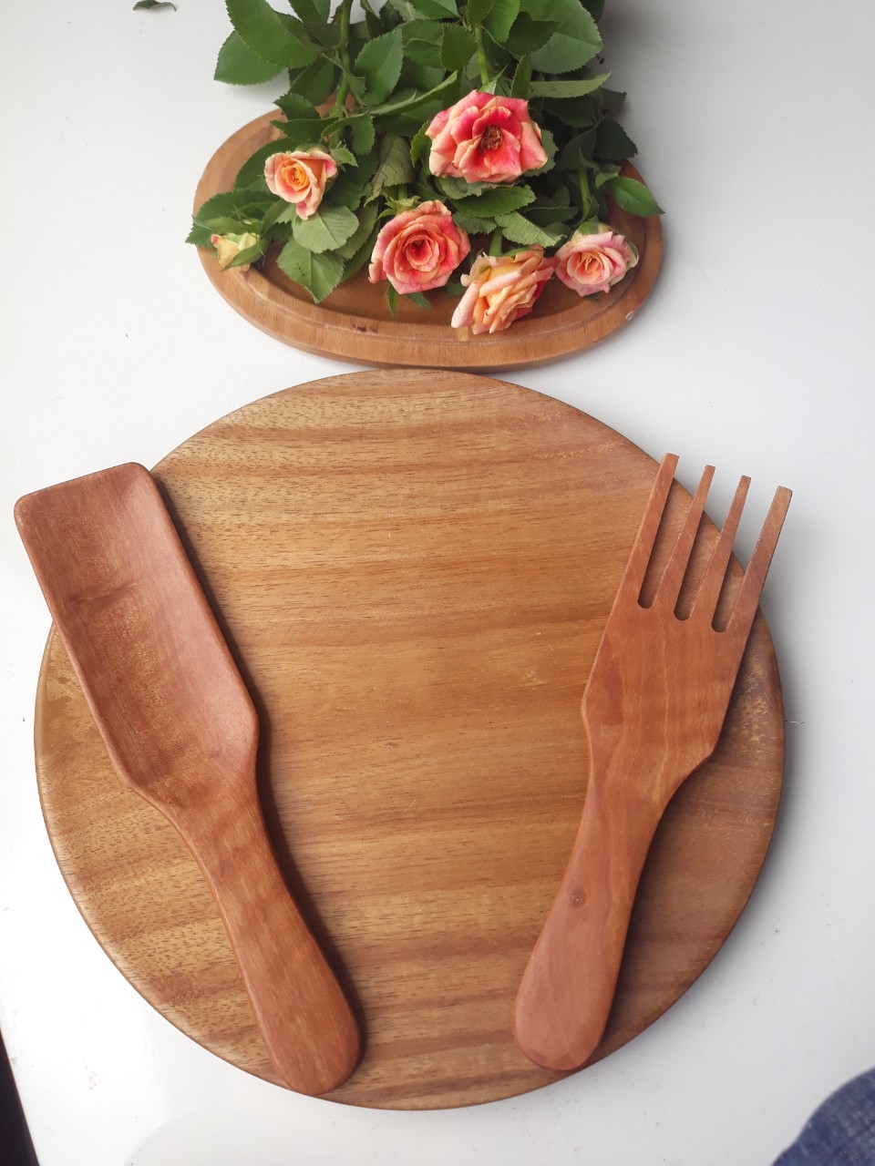 Bộ thìa salad gỗ nhãn siêu đẹp 2 chiếc 20 x 5 cm