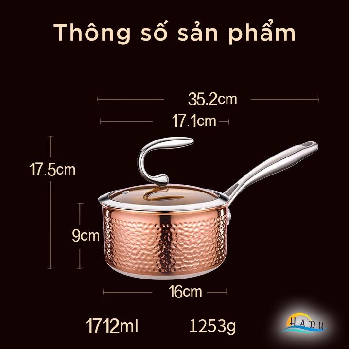 Nồi Inox Bếp Từ 304 3 Đáy Cao Cấp 16cm Đạt Chất Lượng Đức HADU