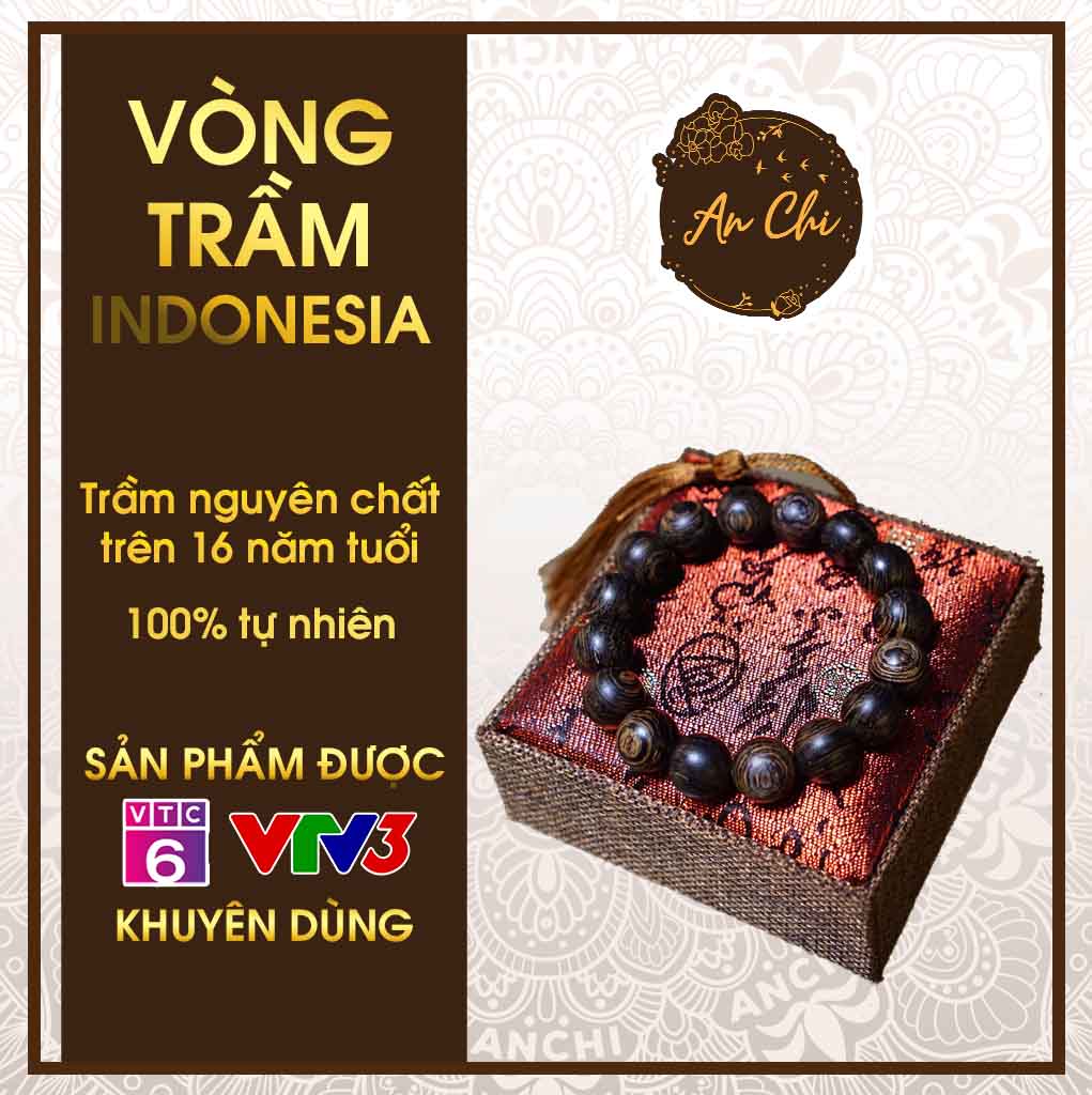Vòng Tay Trầm Hương 16 Hạt An Chi, hạt gỗ trầm Indonesia tròn đẹp dùng để thu hút May Mắn Tài Lộc Bình An