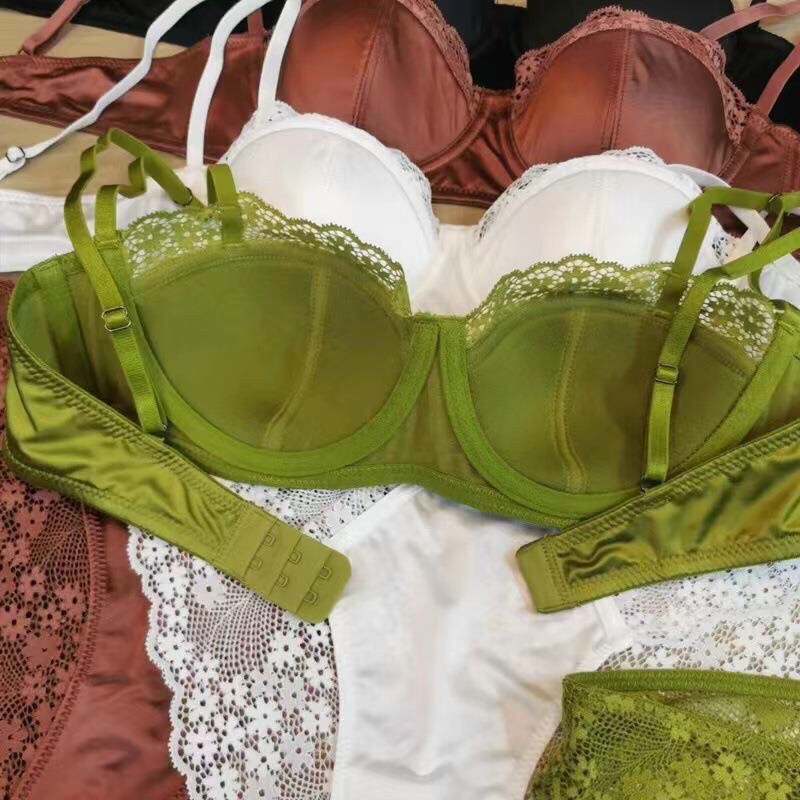 Set đồ lót mút mỏng loại 1 đệm mỏng có gọng-Bộ đồ lót nữ lụa satin,nâng đẩy ngực,căng tròn vòng 1 sexy,viền ren xinh xắn