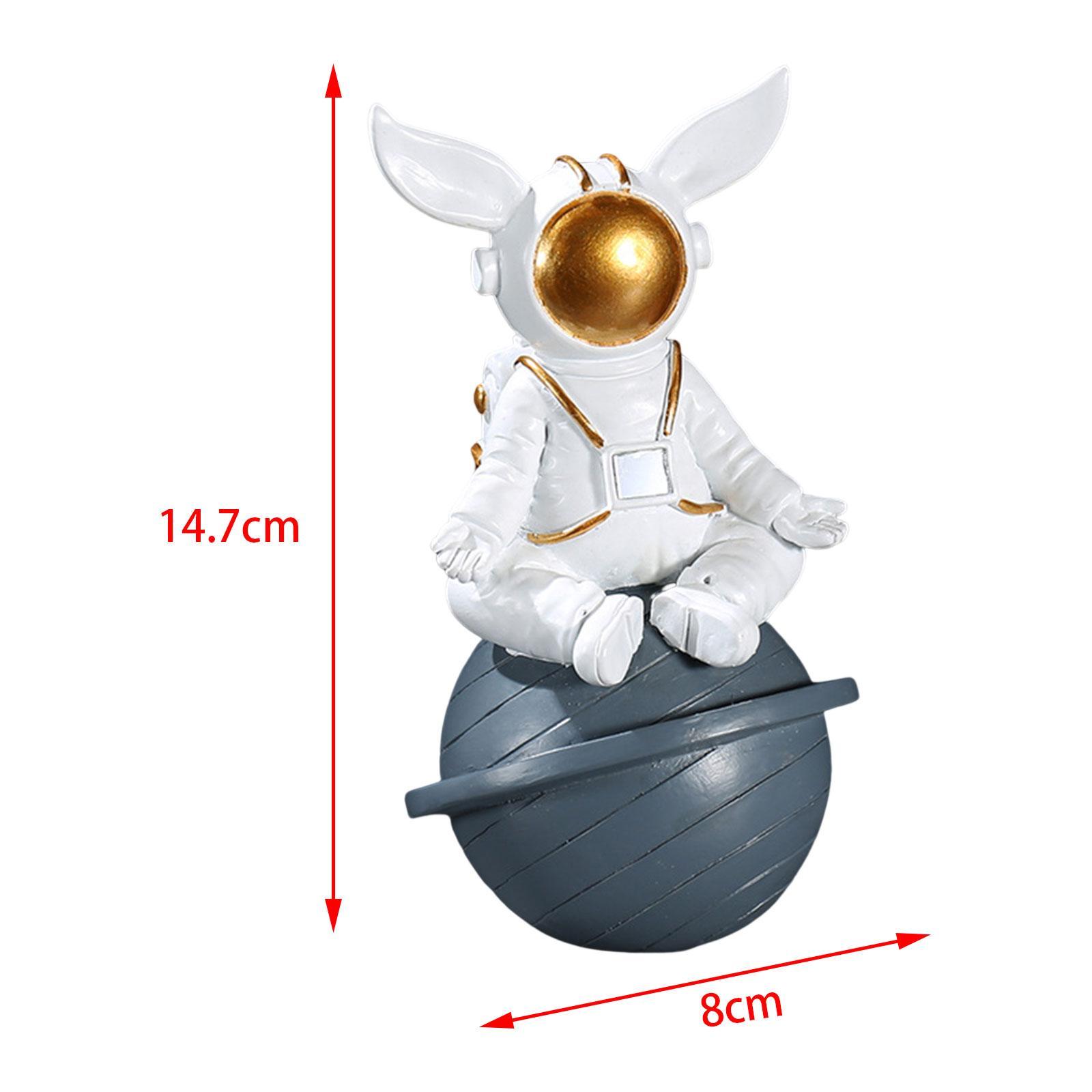 Spaceman Figurine Sculpture Astronaut Statue for Bookshelf Tabletop Bookcase