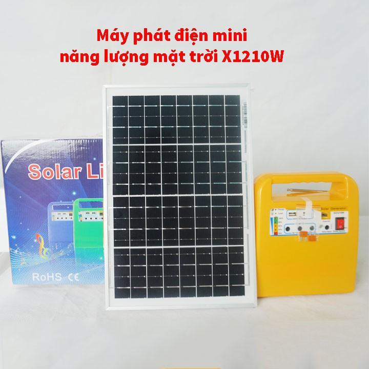 Máy phát điện năng lượng mặt trời mini X-1210W, tặng Kèm  2 bóng led 3w (dây dẫn 5m)