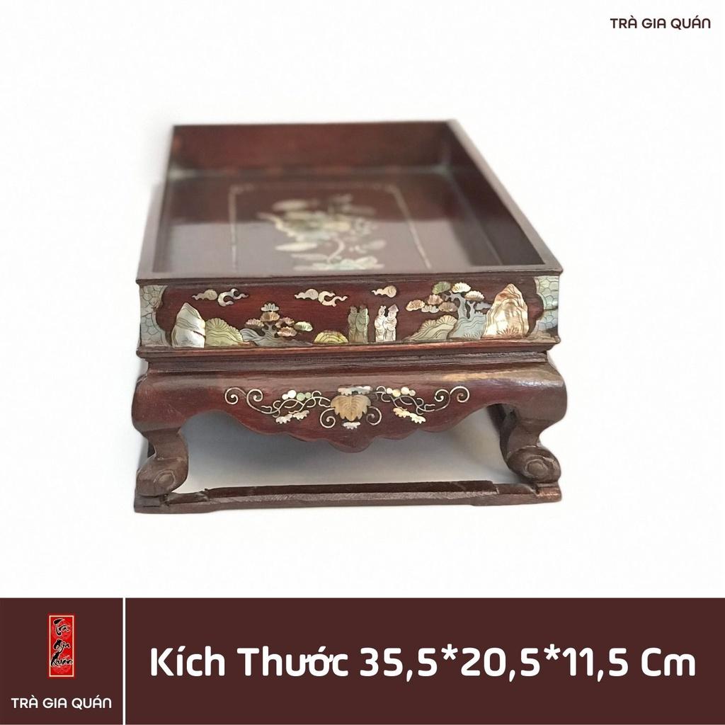 Khay Trà Gỗ Hương Hình Chữ Nhật Kích Thước 35*20*11 cm KT 80