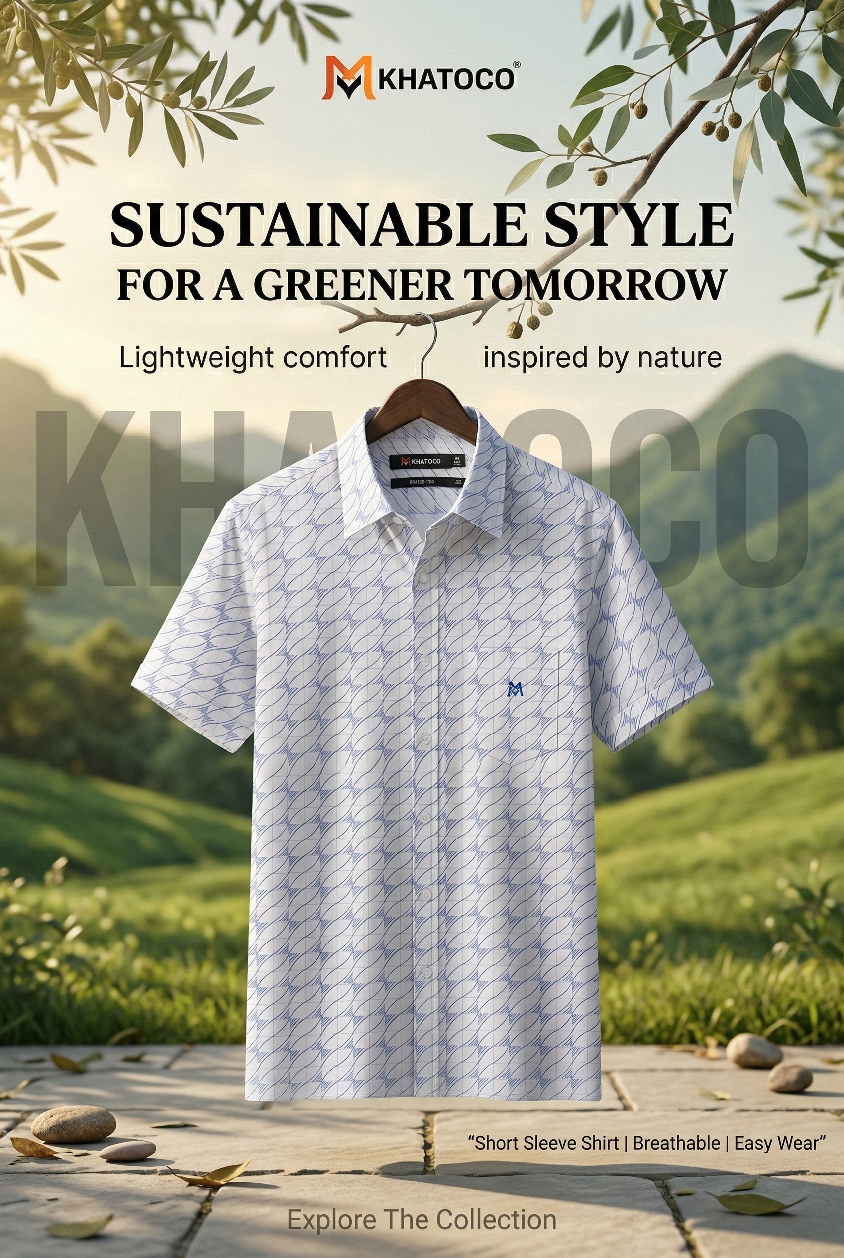 Áo sơ mi tay ngắn Khatoco Sale 20% 375k(Giá tem 468k)(S,M)