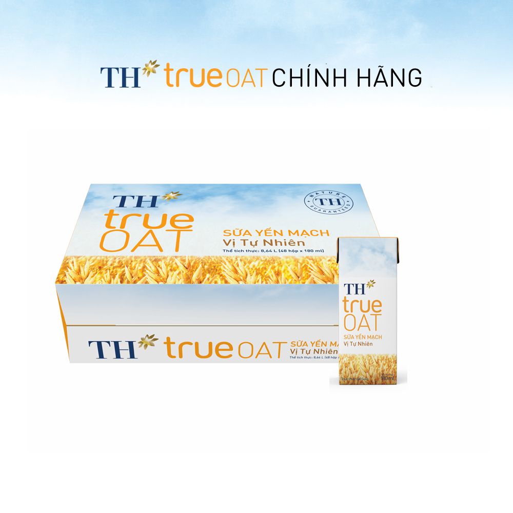 Thùng 48 hộp sữa yến mạch vị tự nhiên TH True Oat 180ml (180ml x 48)