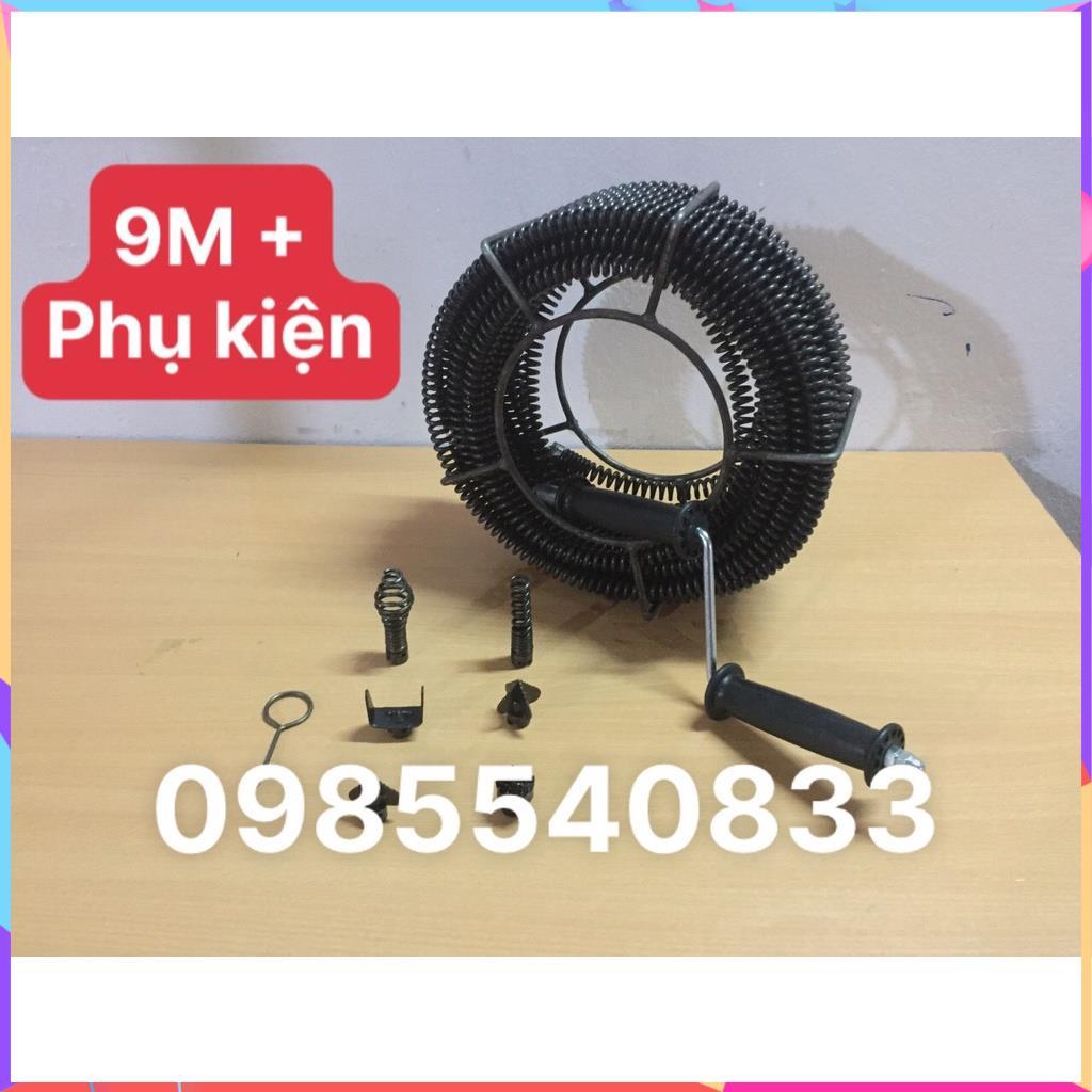 Dây thông tắc cống dài 9M dùng tay quay, thông bồn cầu,bồn rửa mặt,thông đường ống nước