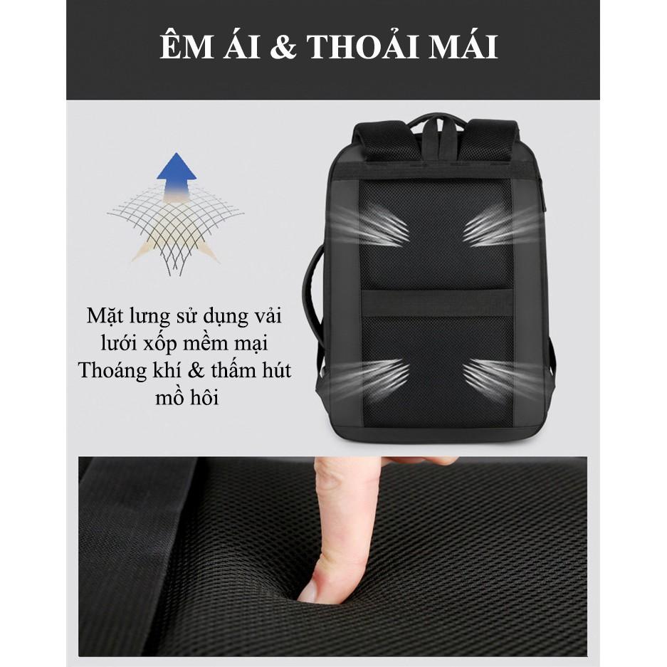 Balo Nam Cao Cấp Đựng Laptop đi làm đi học Ohazo Đa Chức Năng, Chống Nước, Chống Xước - Tặng kèm cáp sạc USB - BL145