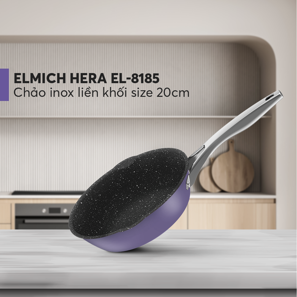 Hình ảnh Chảo Chống Dính Inox 304 Liền Đáy Elmich Hera 20cm Có Miệng Rót Nhiều Màu