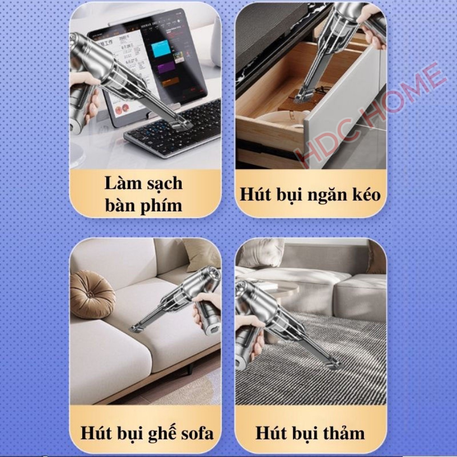 Máy Hút, Thổi Bụi Cầm Tay Mini Bản Nâng Cấp, Máy Hút Bụi Giường Nệm, Ô Tô, Máy Tính - Hàng Chính Hãng