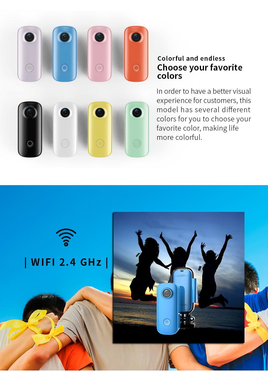 SJCAM C100 C100 C100 Plus Máy ảnh hành động nhỏ của ngón tay cái 2K 30fps H.265 NTK96675