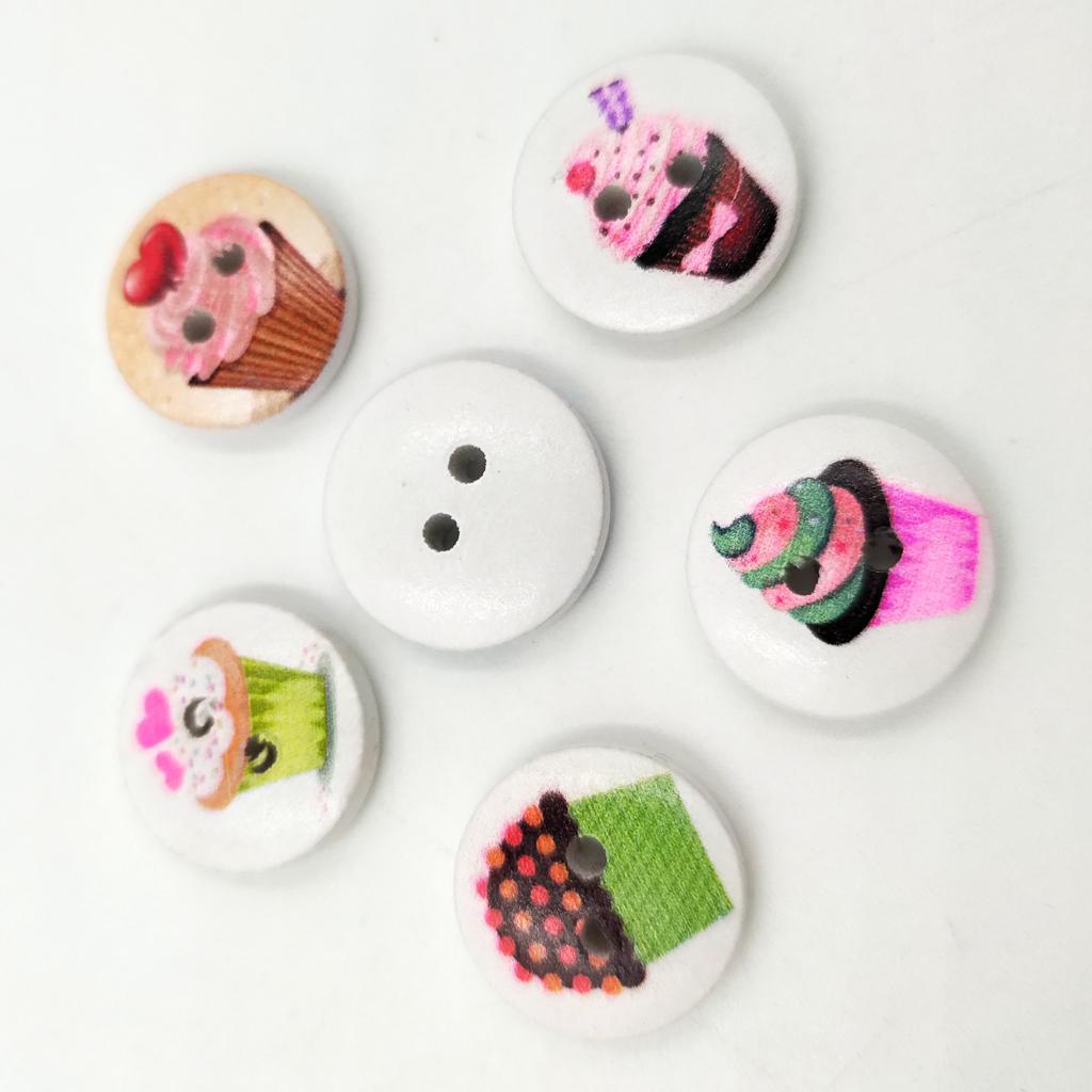 100pcs Mixed 2 Holes Wood Round Buttons for Sewing Scrapbooking Crafts 15mm