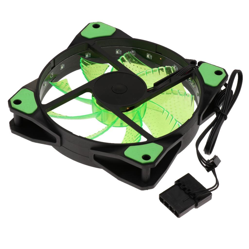 120mm 15 LED 3Pin 4Pin  Cooling Fan 9-Leaves For Computer Case CPU