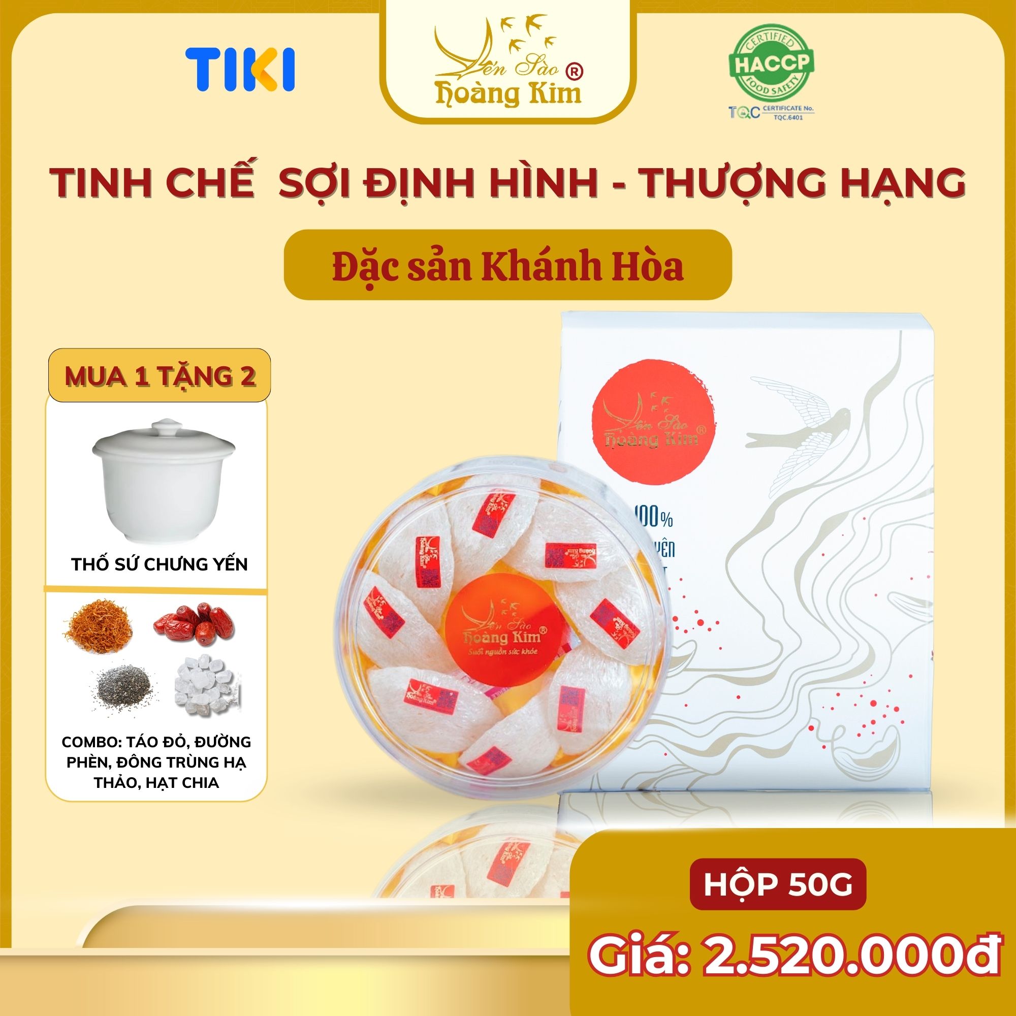 Tổ yến Thượng Hạng Yến sào Hoàng Kim Tinh chế sợi định hình