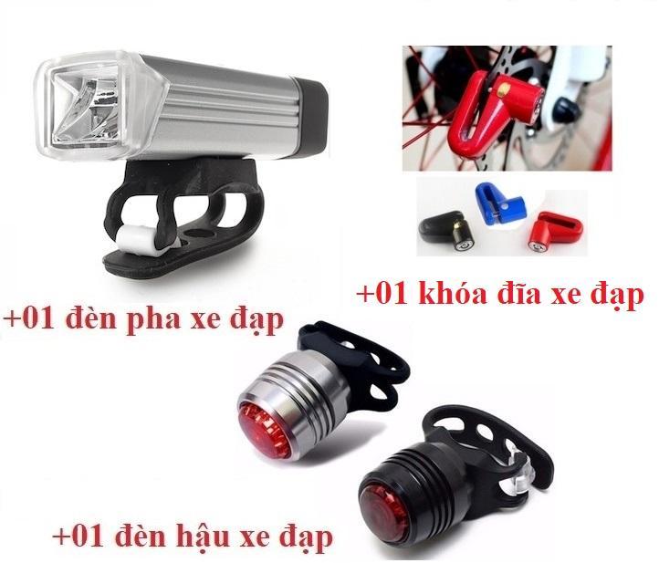 Hình ảnh Combo xe đạp : Khóa Chống Trộm Xe Đạp +Đèn pha siêu sáng+Đèn led hậu có móc cài cho xe đạp