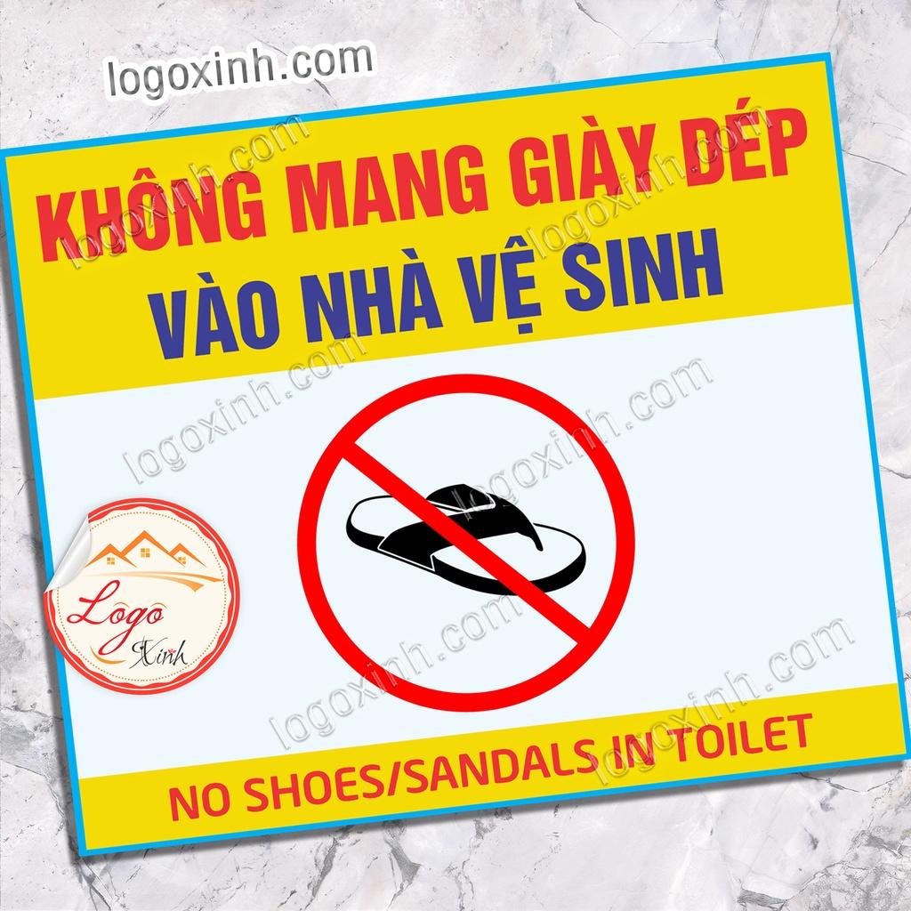 Logo Tem Sticker Yêu Cầu Không Mang Giày Dép Vào Nhà Vệ Sinh, No Shoes Sandals In Toilet, Giữ Sạch Sẽ Nhà Vệ Sinh