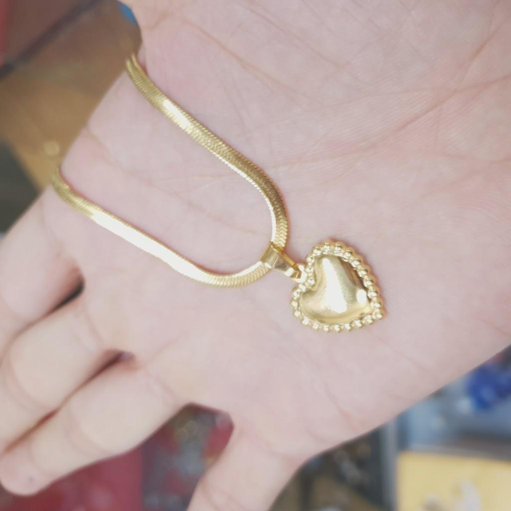 Dây Chuyền Dập Khít Tượng Tim Titanium Cao Cấp- Dùng lâu dài tắm rửa thoải mái không đen