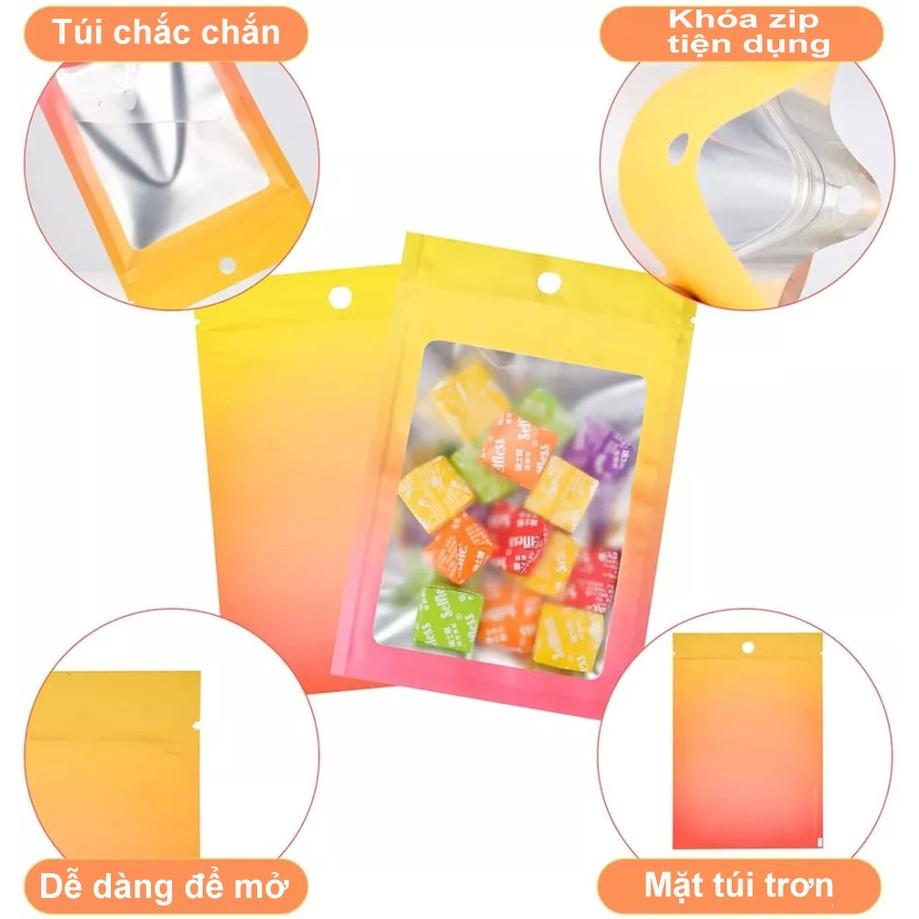 Túi Zip Hologram nhiều màu ,túi Zipper đẹp đựng Phụ Kiện Trang Sức Màu pastel ( bộ 100 túi )
