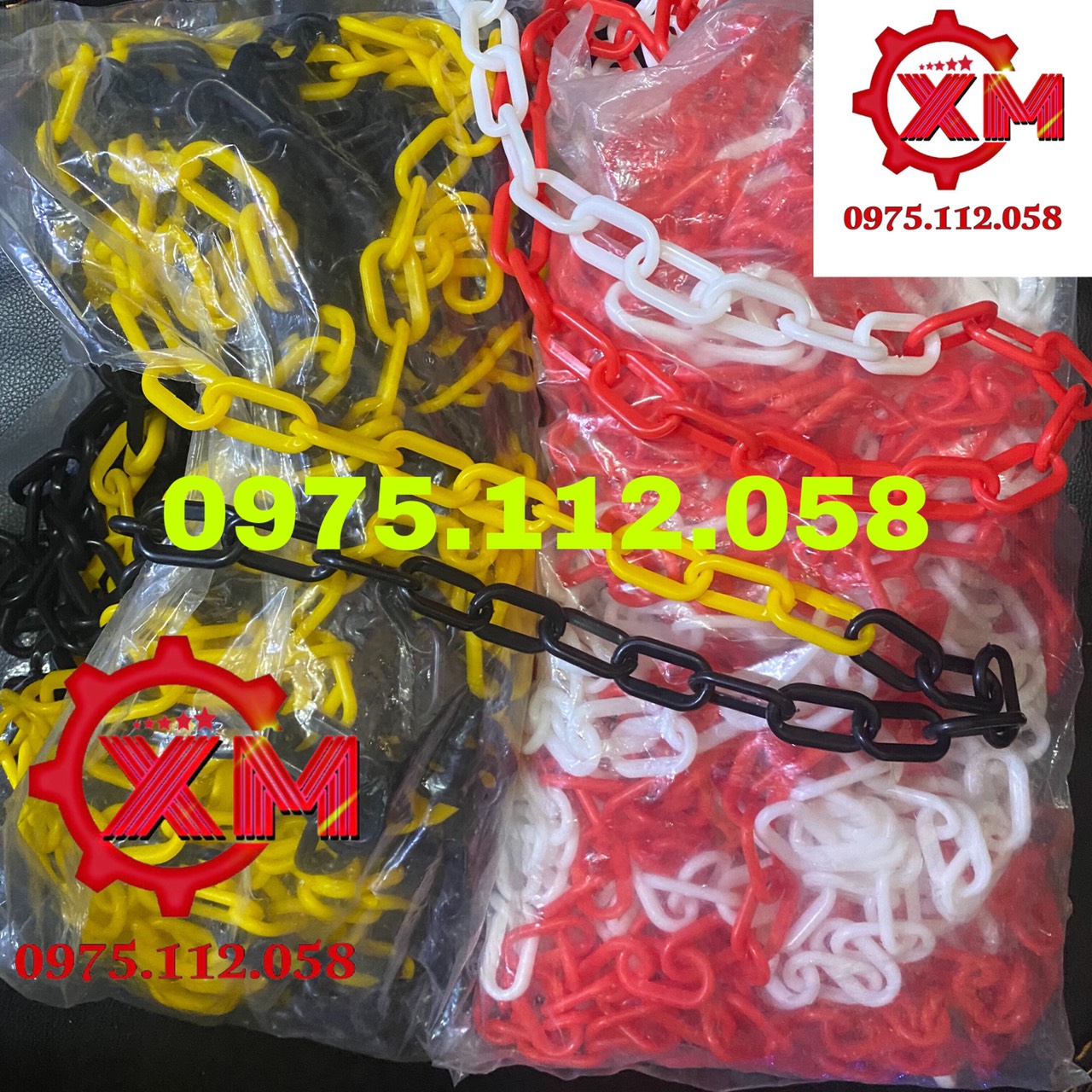 Dây xích nhựa trắng đỏ phi 6