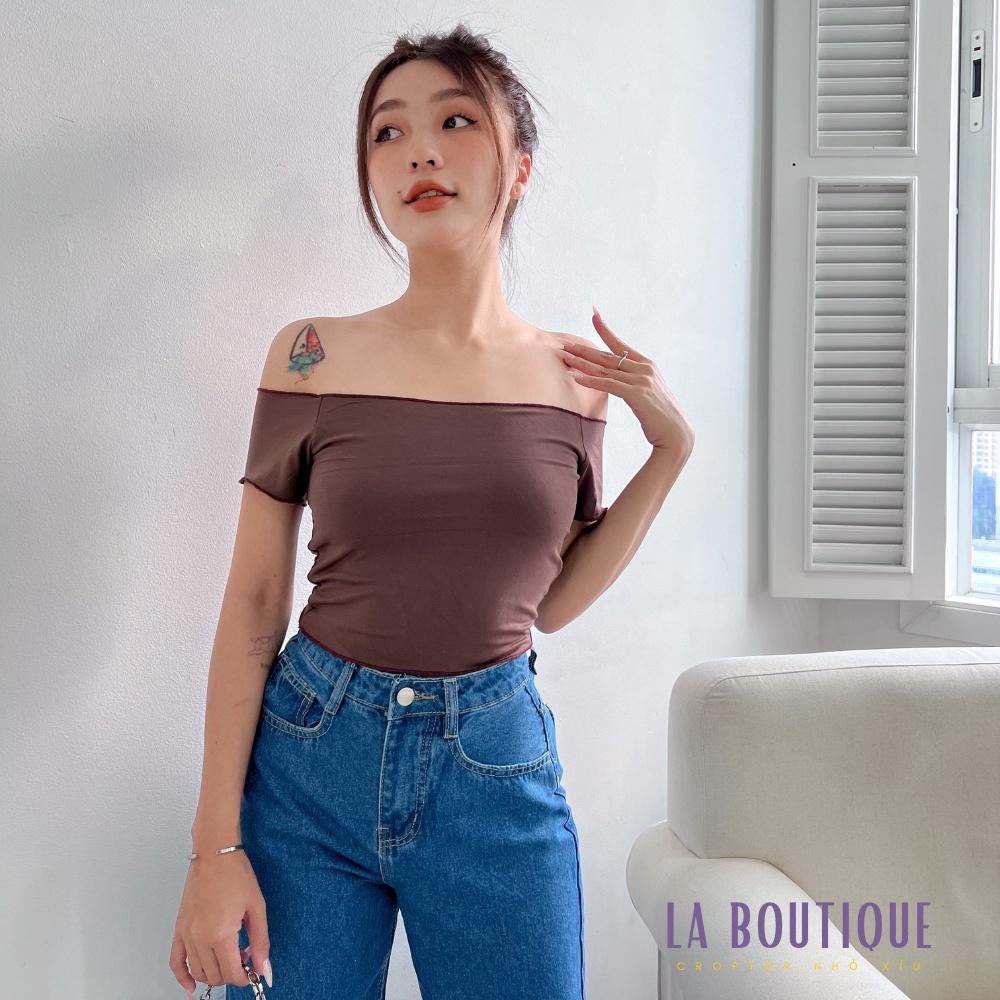 ÁO Trễ Vai Ôm Body Nữ LA BOUTIQUE Thun Gân Freesize