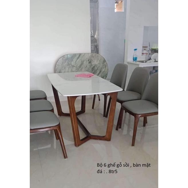 Bàn ăn 6 ghế gỗ sồi mẫu 1