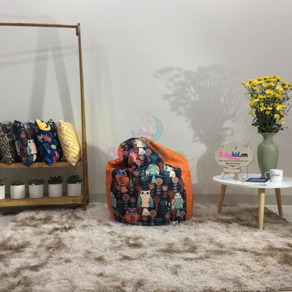 Ghế xốp dáng lê size S, thô hàn cú mix cam da lộn, có xốp