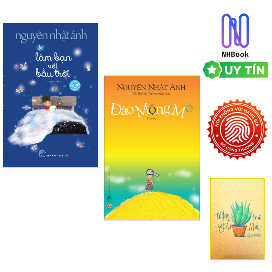 Combo sách Nguyễn Nhật Ánh : Làm bạn với bầu trời + Đảo mộng mơ ( tặng kèm BOOKMARK HAPPY LIFE )