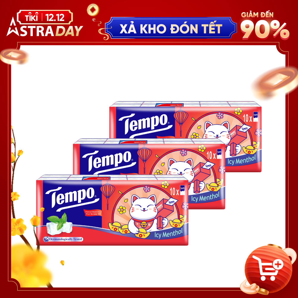 [Combo 3 Lốc] Khăn Giấy Tempo Regular (Lốc 10 gói) - Thương Hiệu Đức
