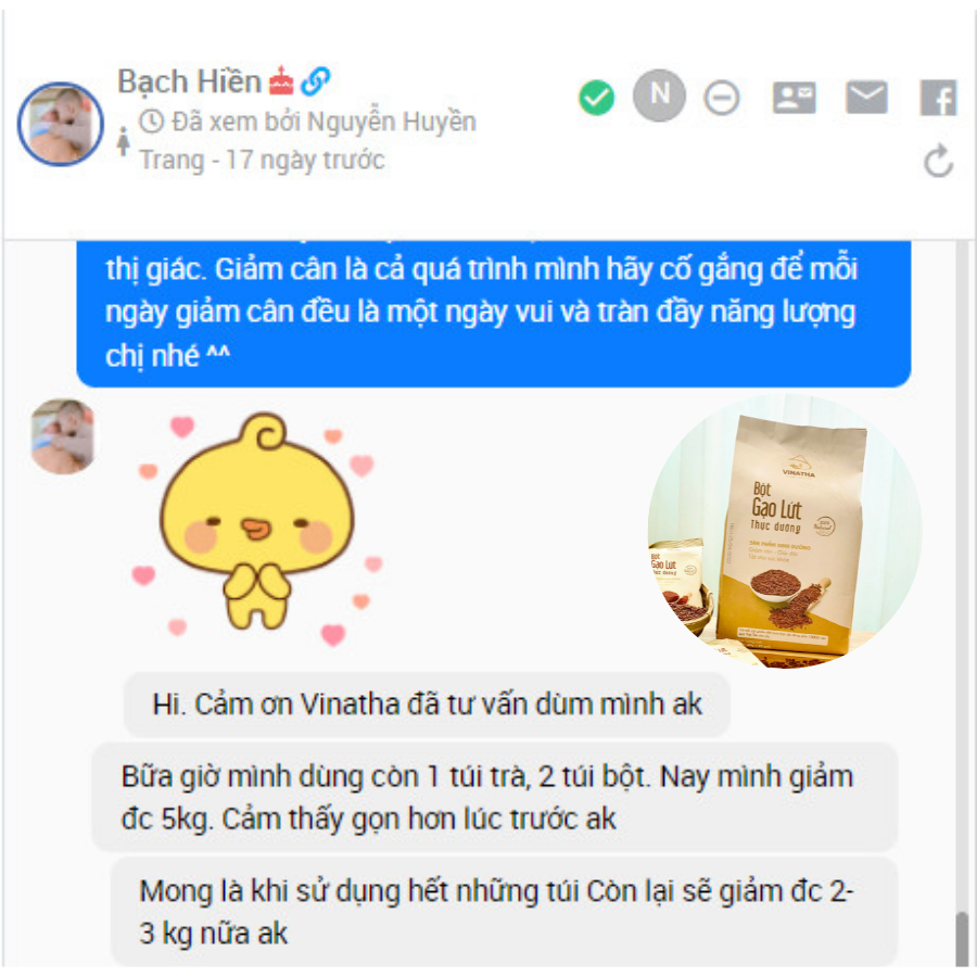 Bột Gạo Lứt Thực Dưỡng Vinatha, Tiêu Mỡ Cải Thiện Sức Khỏe 21 túi nhỏ