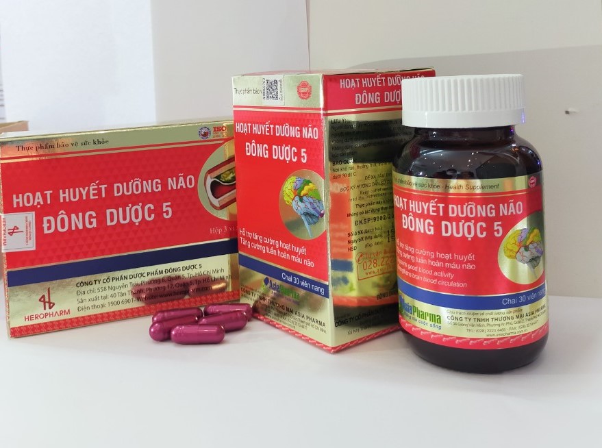 Viên uống hoạt huyết dưỡng não Đông Dược 5 Asia Pharma hỗ trợ thiểu năng tuần hoàn não - Hộp 30 viên