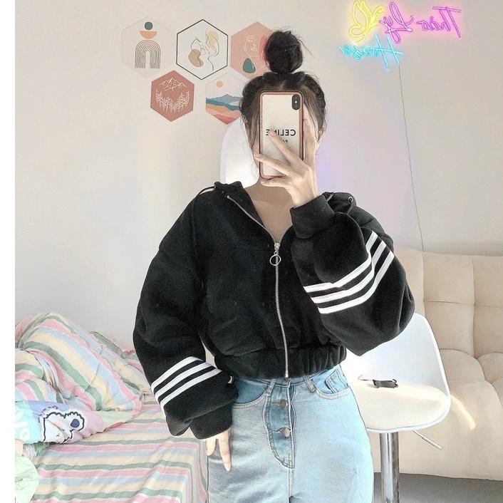 Áo Khoác Nỉ Form Rộng Lửng Sọc Tay Unisex Nam Nữ , Chất nỉ dày dặn 2 lớp - hàng có sẵn