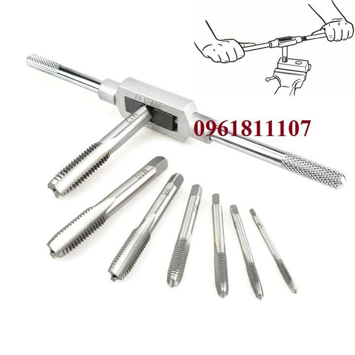 Bộ 7 mũi taro + Tay quay taro M3 - M12 dài 195mm