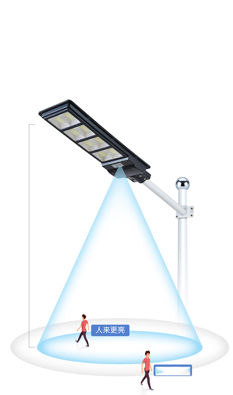 Đèn Led pha năng lượng mặt trời liền thể 200W & 300W, Vỏ nhựa ABS, Tấm pin liền, Ánh sáng trắng