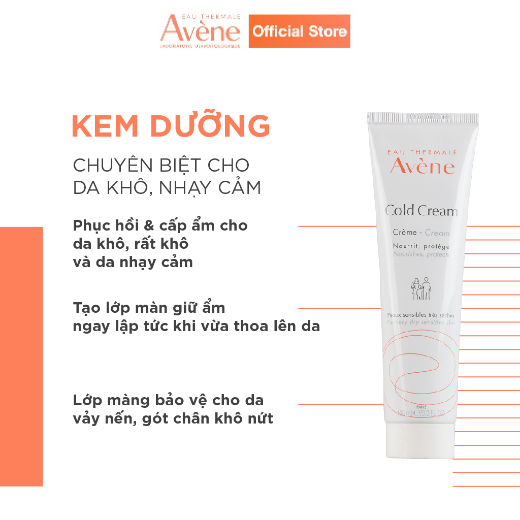 Kem dưỡng ẩm chuyên biệt dành cho da khô, nhạy cảm AVÈNE COLD CREAM 100ml