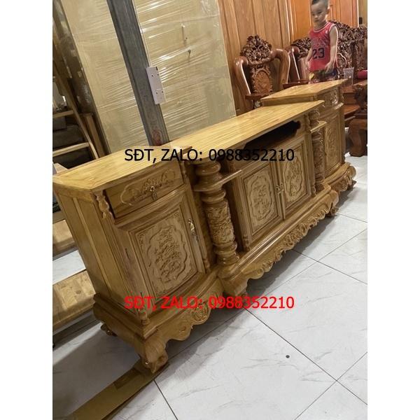 Kệ tivi gỗ gõ đỏ 2m2
