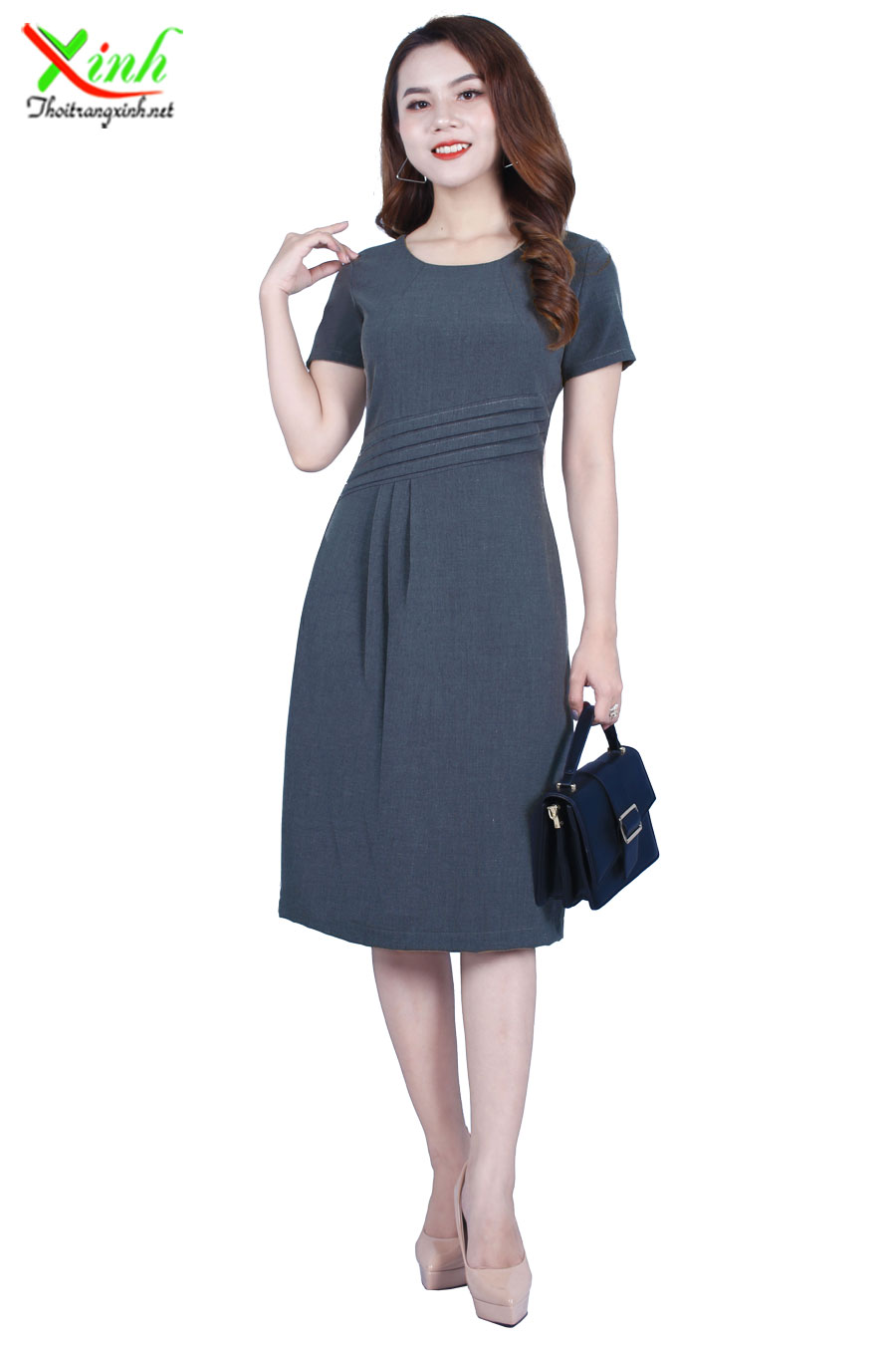Đầm Suông Xếp Ly Gọn Dáng ThoiTrangXinh