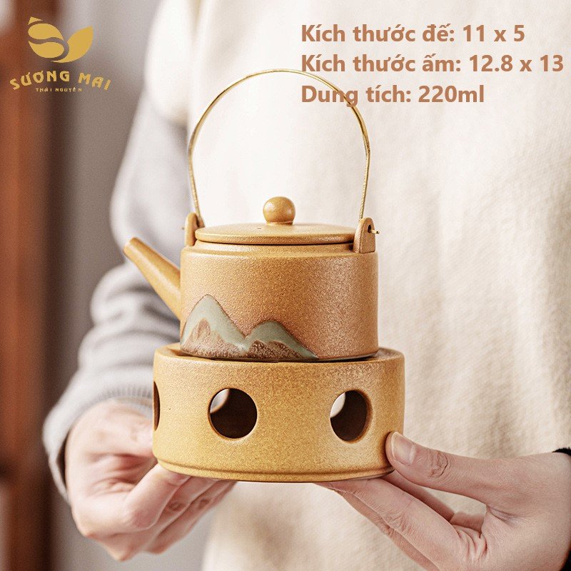 Bộ ấm pha trà đế gốm sứ