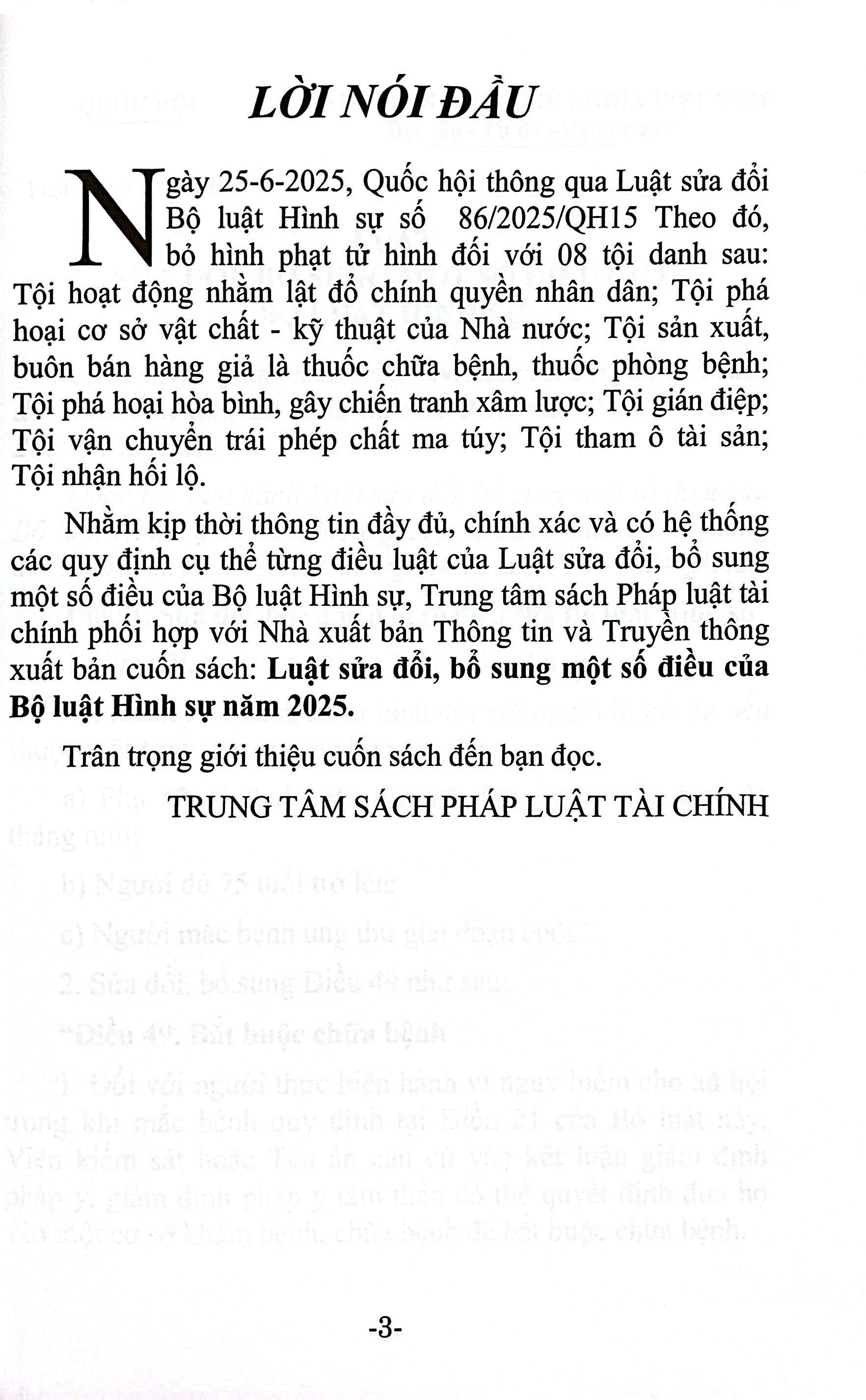 Sách - Luật Sửa Đổi, Bổ Sung Một Số Điều Của Bộ Luật Hình Sự Năm 2025