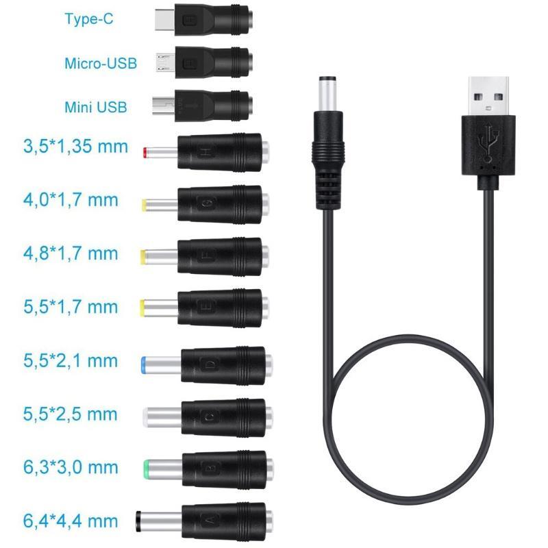 Dây Cáp Sạc Chuyển Đổi 11 Trong 1 5v Usb Sang Dc 5.5x2.1mm Chuyên Dụng Cho Loa / Điện Thoại