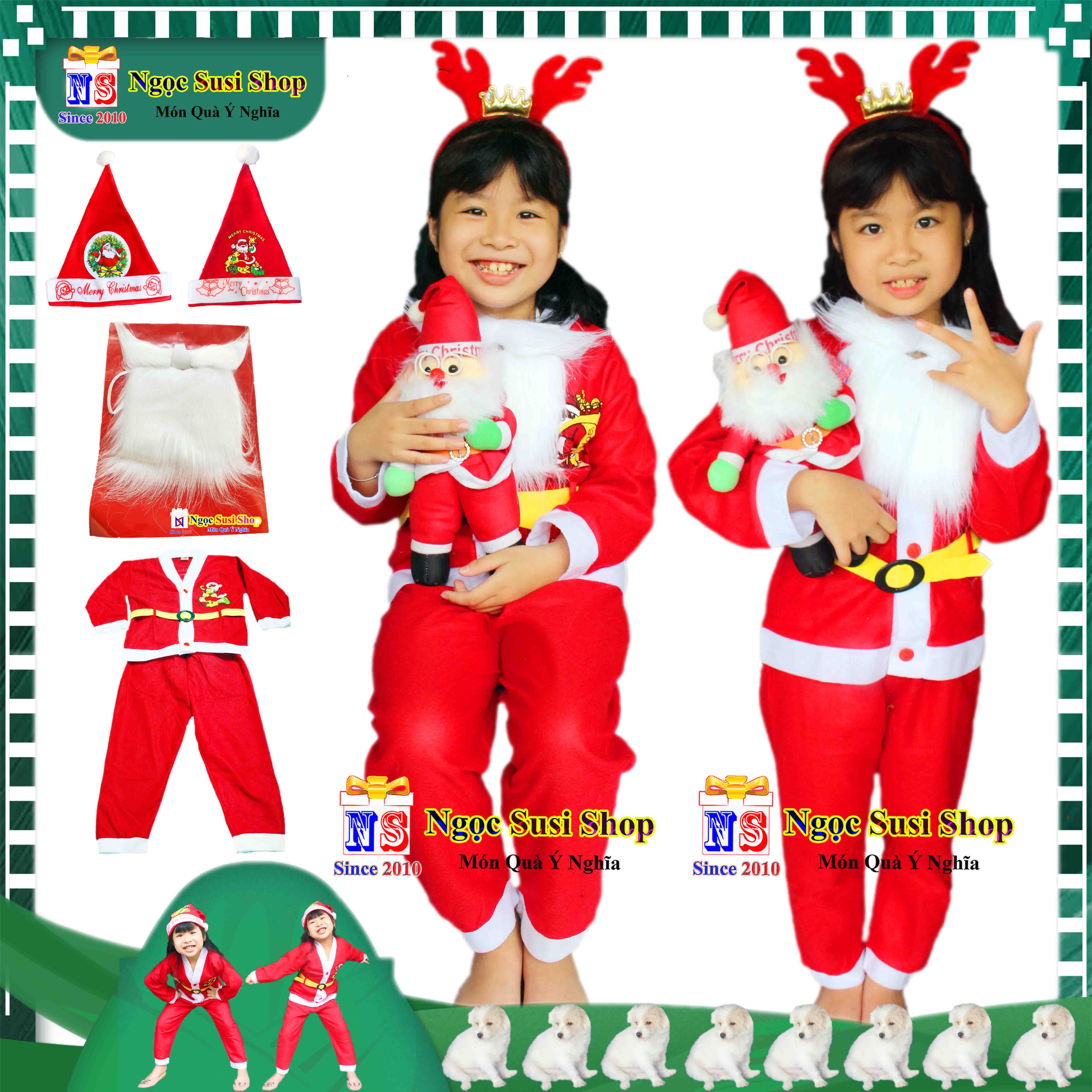 BỘ ĐỒ ÔNG GIÀ NOEL CHO BÉ QUẦN ÁO NOEL CHO BÉ TỪ 1 - 10 TUỔI CHẤT VẢI NỈ - TRANG PHỤC GIÁNG SINH NOEL