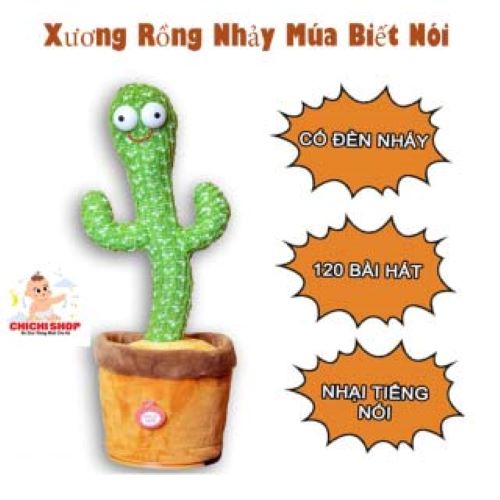 Đồ Chơi Cây Xương Rồng Nhảy Múa Phát Nhạc Vui Nhộn 120 Bài Hát Hot Trend, Nhại Được Giọng Nói Cho Bé