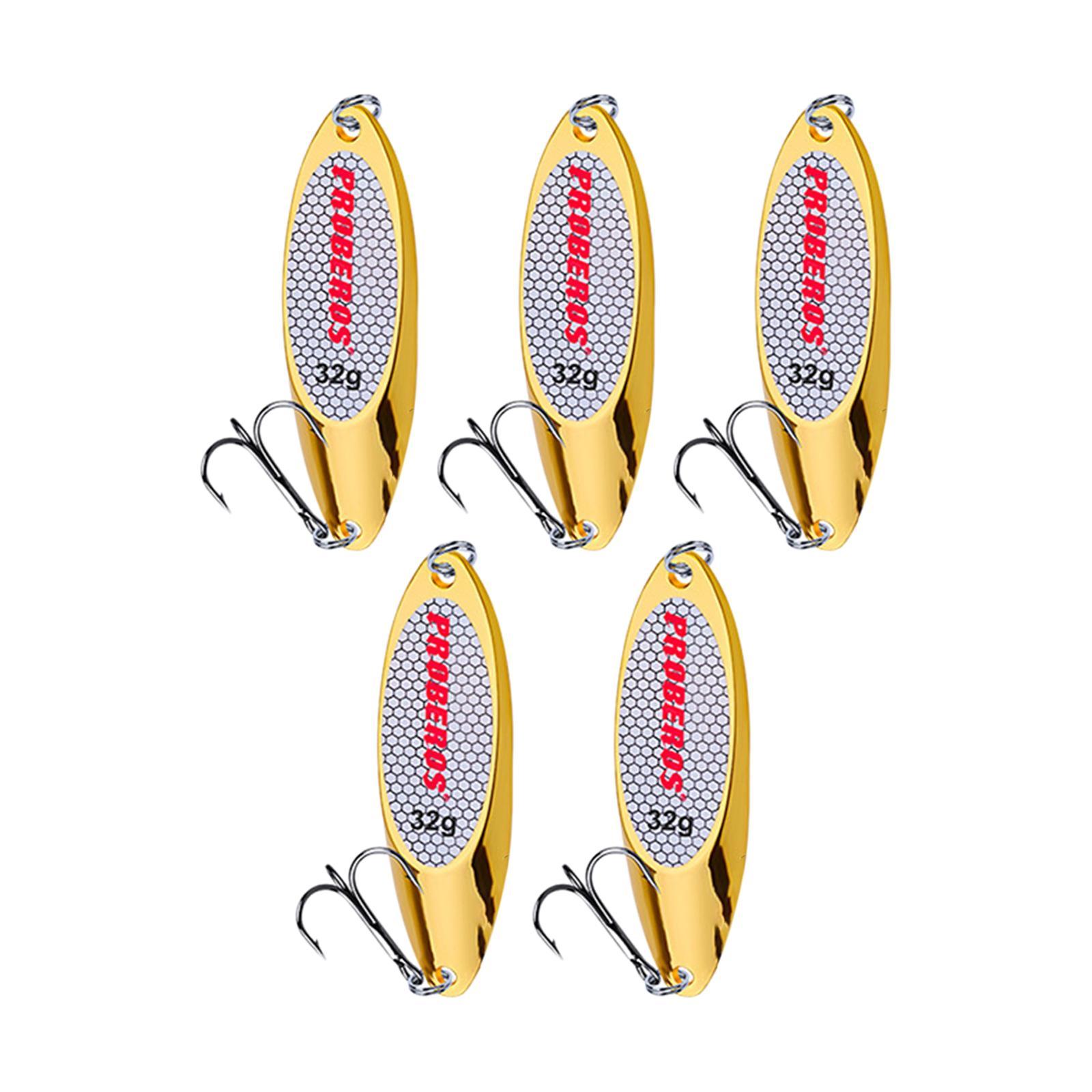 5x Fishing Spoons Lures Fishing Baits Saltwater with  Hooks Bass Baits Fishing Lures for Salmon Bass Redfish Perch Fishing Accessories