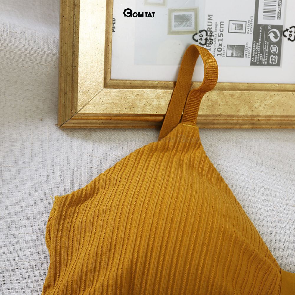 Áo bra thắt nơ 2 dây không gọng đệm mỏng siêu nâng ngực, áo lót nữ hở lưng chất cotton siêu thoáng khí - BRANO-003